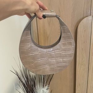 Staud Moon Bag Embossed Croc Grey